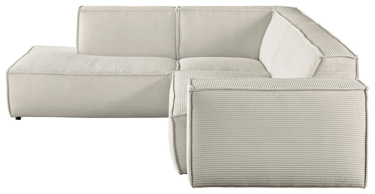 ECKSOFA in Cord Creme  - Creme/Schwarz, Konventionell, Kunststoff/Textil (224/254cm) - Hom`in