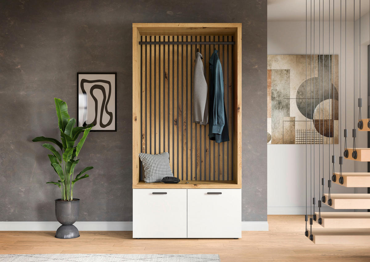 GARDEROBE  in 106/200/47 cm  - Weiss/Eiche Artisan, Modern, Holzwerkstoff (106/200/47cm) - Stylife