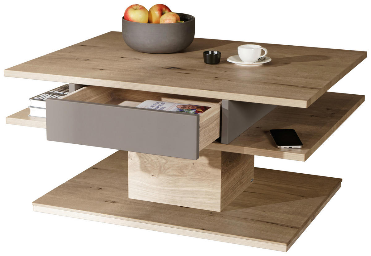 KLUBSKA MIZA,  - siva/divji hrast, Natur, les (90/70/48cm) - Voglauer