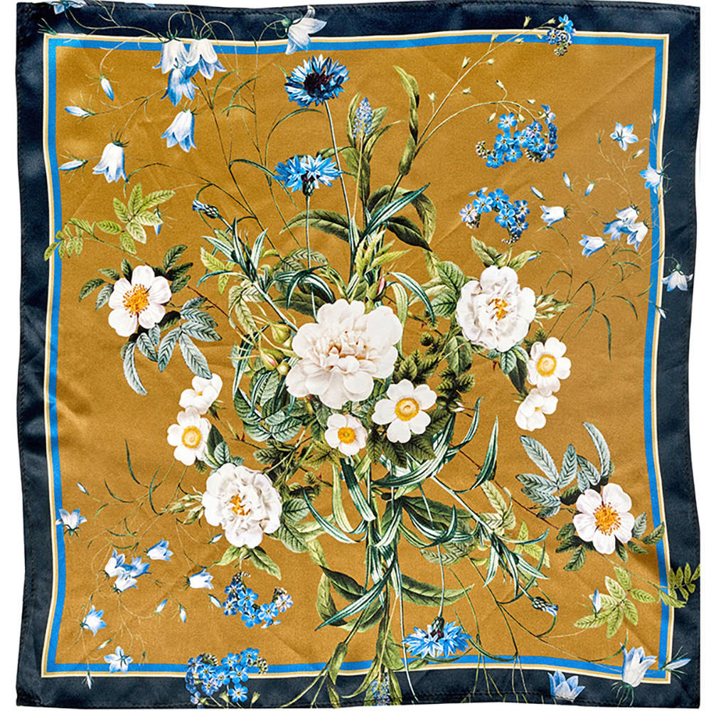SCHAL BLUE FLOWER GARDEN GOLDJL  - Goldfarben, Basics, Textil (90/90cm)