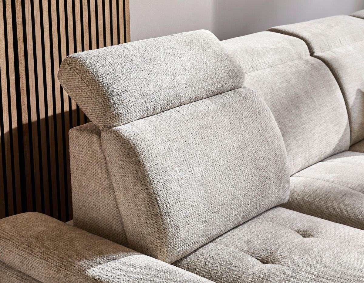 WOHNLANDSCHAFT in Struktur Beige  - Beige/Schwarz, Design, Textil/Metall (190/364/270cm) - Stylife