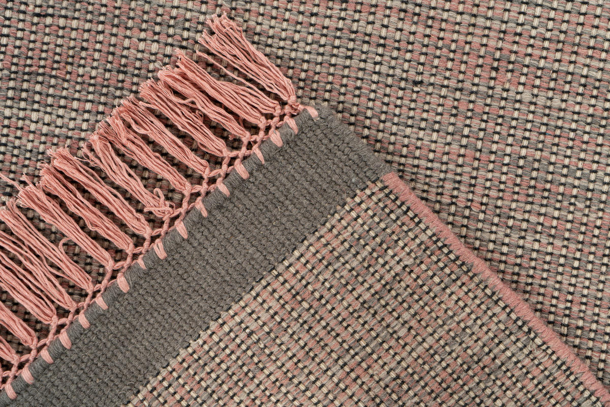 HANDWEBTEPPICH Wohnzimmer 170/240 cm Grau, Rosa rechteckig  - Rosa/Grau, Basics, Textil (170/240cm) - Kayoom