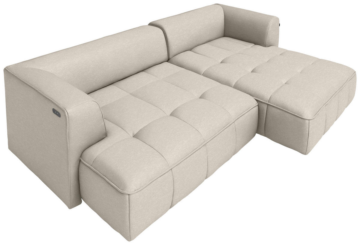 ECKSOFA  in Webstoff Creme  288/188 cm  - Creme/Schwarz, Design, Kunststoff/Textil (288/188cm) - Welnova