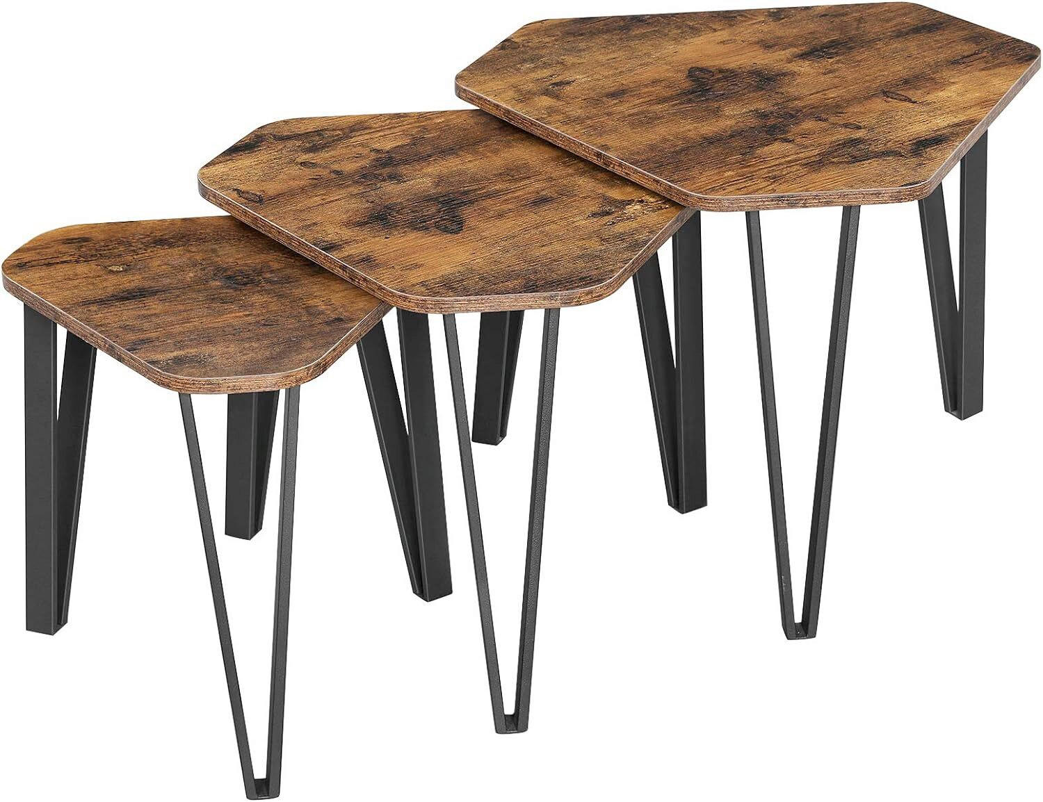 BEISTELLTISCHSET Schwarz, Dunkelbraun  - Dunkelbraun/Schwarz, Trend, Holzwerkstoff/Metall (58,5/45,5/58,5cm) - MID.YOU