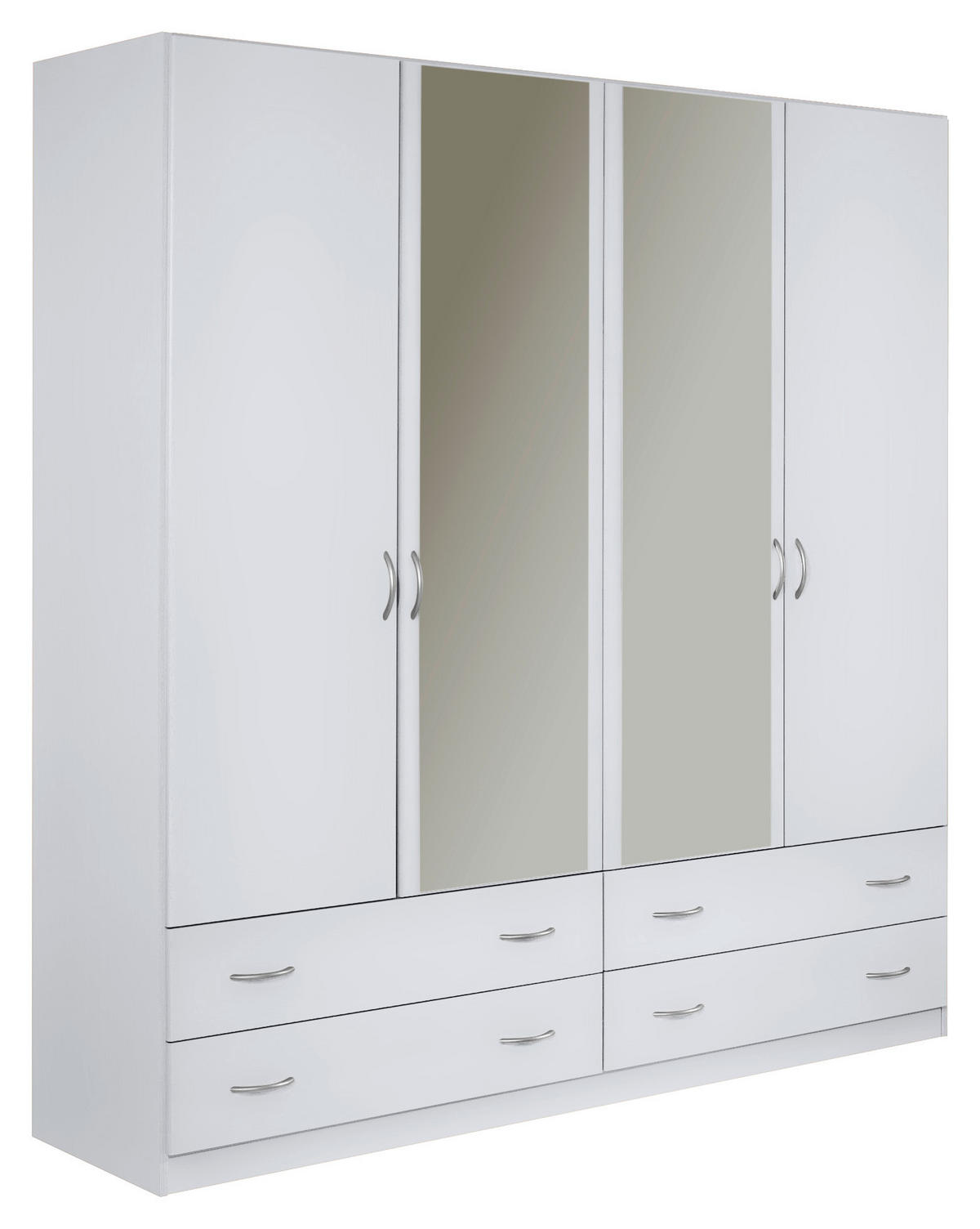DREHTÜRENSCHRANK in Weiss  - Weiss/Silberfarben, Konventionell, Glas/Holzwerkstoff (181/197/54cm) - Boxxx