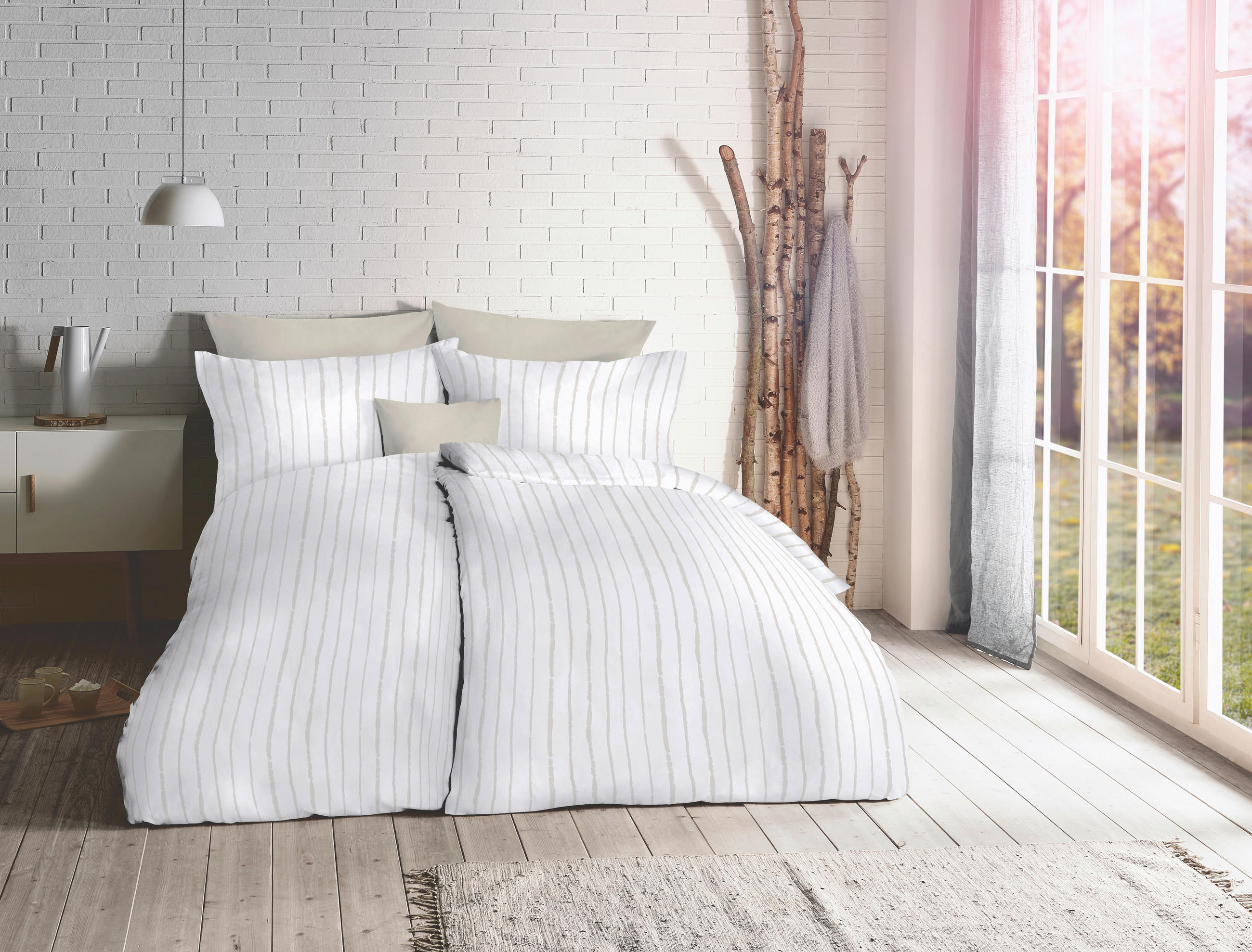 BETTWÄSCHE 200/200 cm Provence Cassis Leinenoptik  - Beige, Basics, Textil (200/200cm) - Fleuresse