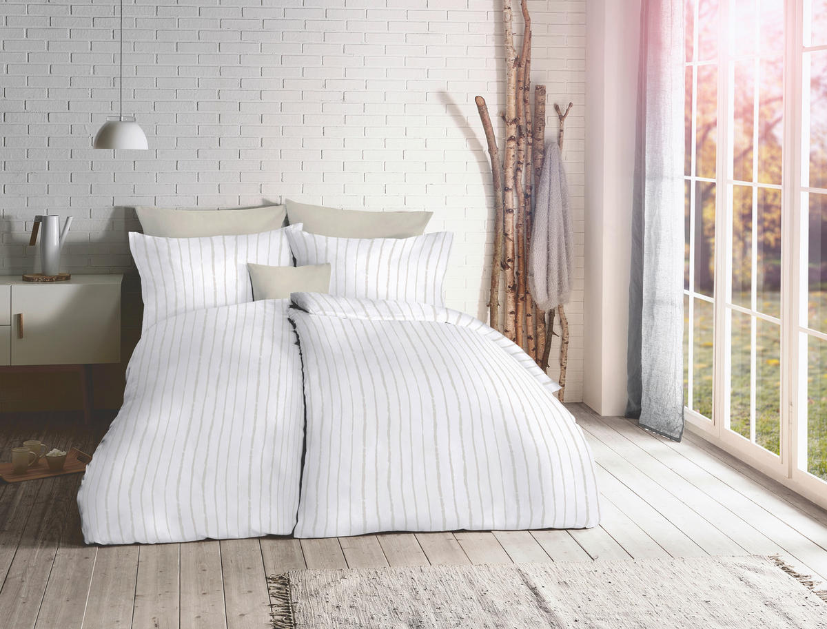 BETTWÄSCHE Provence Cassis Leinenoptik 200/220 cm  - Beige, Basics, Textil (200/220cm) - Fleuresse