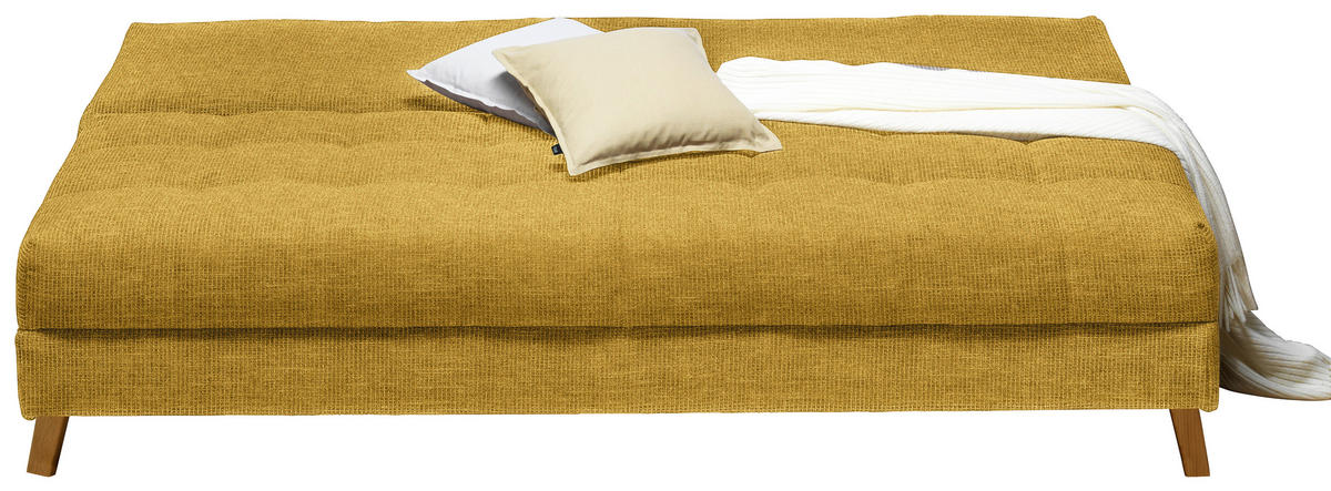 ROZKLÁDACÍ POHOVKA, textil, žlutá - přírodní barvy/žlutá, Konvenční, dřevo/textil (195/90/90cm) - Cantus