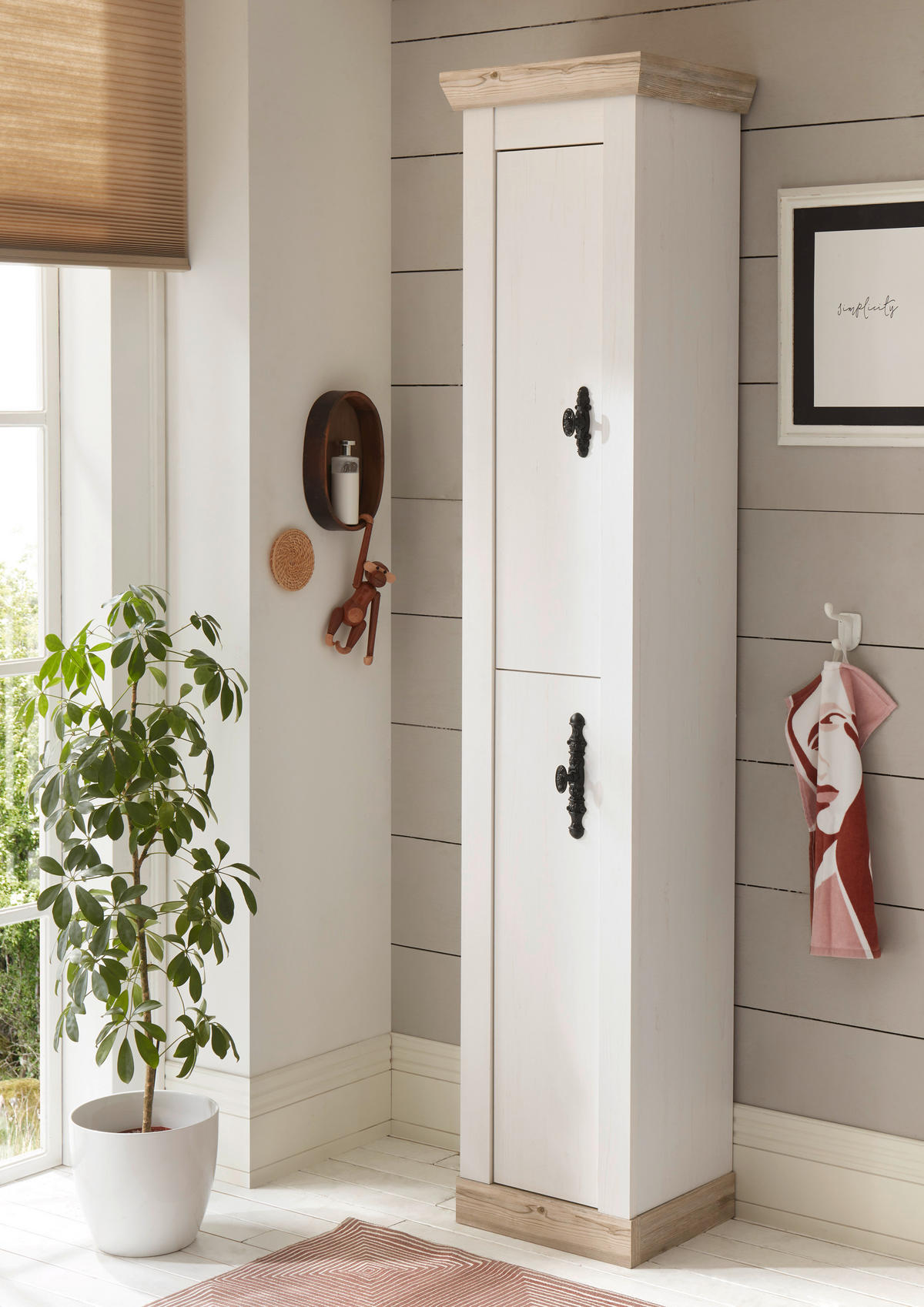 BADEZIMMER 4-teilig  in  - Schwarz/Pinienfarben, Design, Holzwerkstoff/Metall (184/200/46cm) - MID.YOU