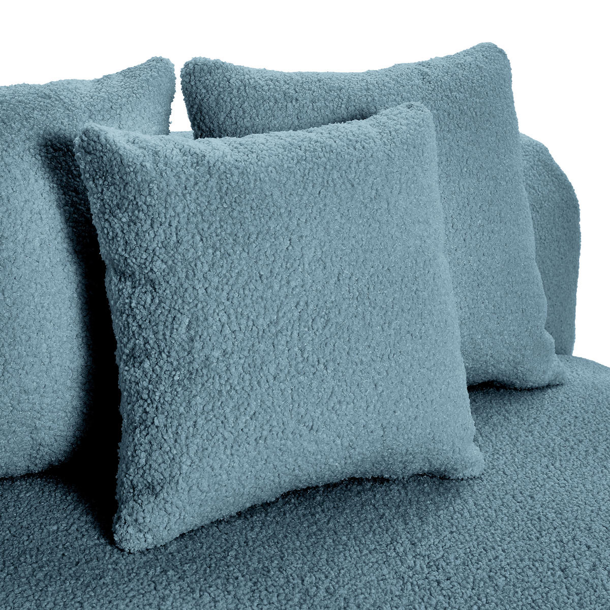 ECKSOFA in Flachgewebe, Teddystoff Blau  - Blau, Trend, Textil (300/315cm) - Livetastic