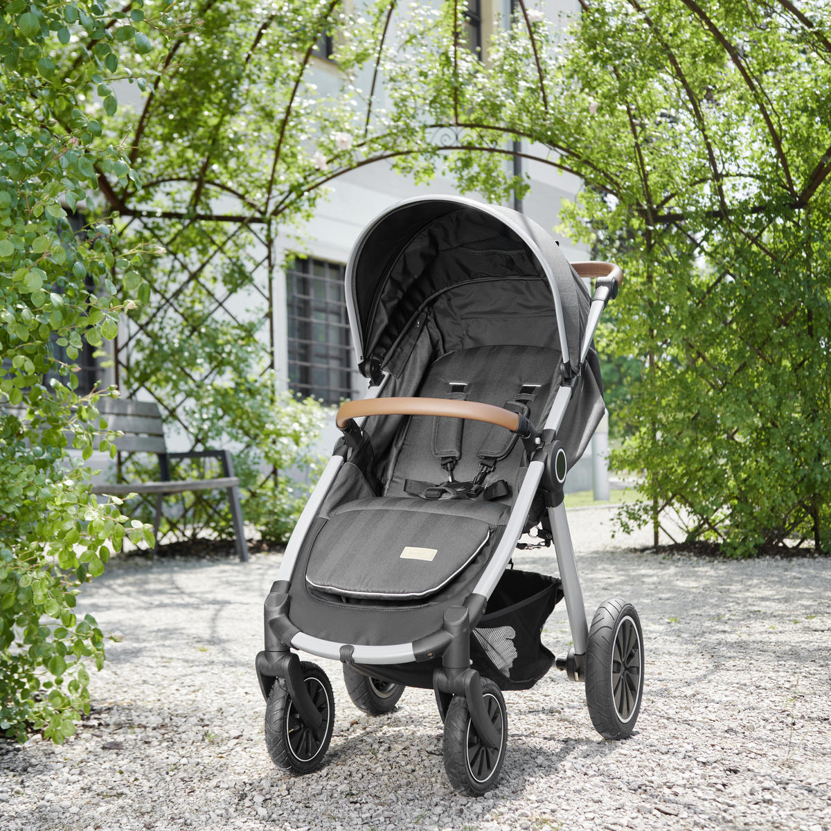 BUGGY Smart  - Dunkelgrau/Alufarben, Trend, Textil/Metall (115/56/105cm) - Jimmylee