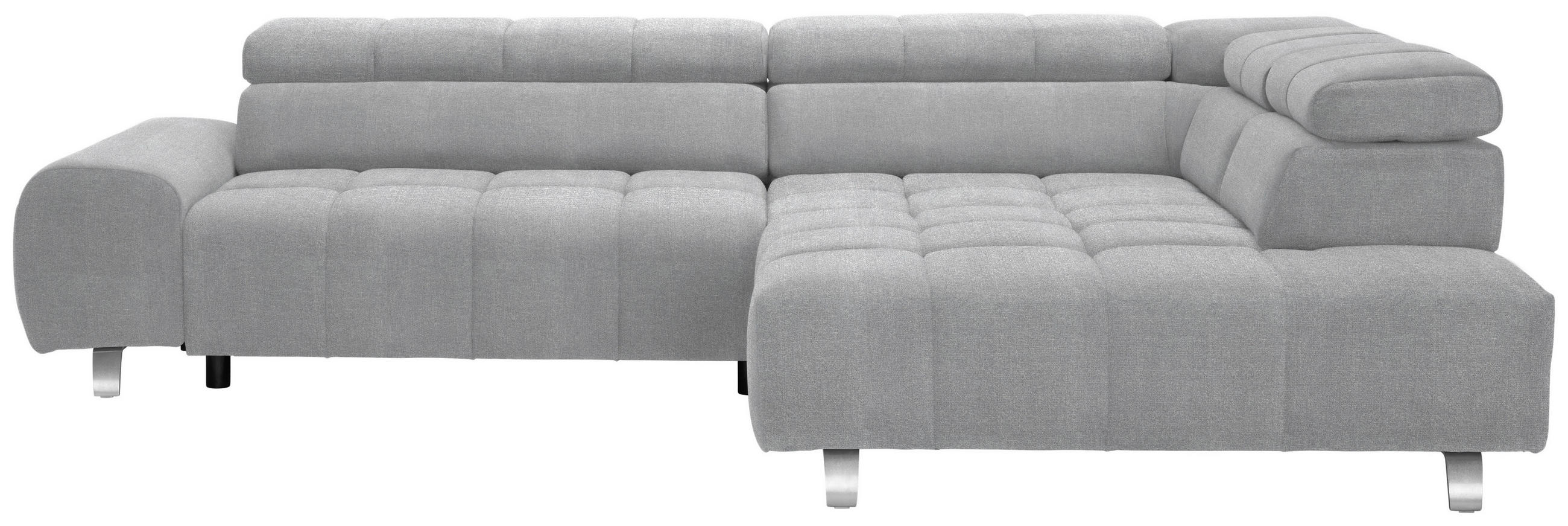 ECKSOFA Hellgrau Webstoff  - Silberfarben/Hellgrau, Design, Textil/Metall (295/201cm) - Hom`in