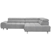ECKSOFA  in Webstoff Hellgrau  295/201 cm  - Silberfarben/Hellgrau, Design, Textil/Metall (295/201cm) - Hom`in