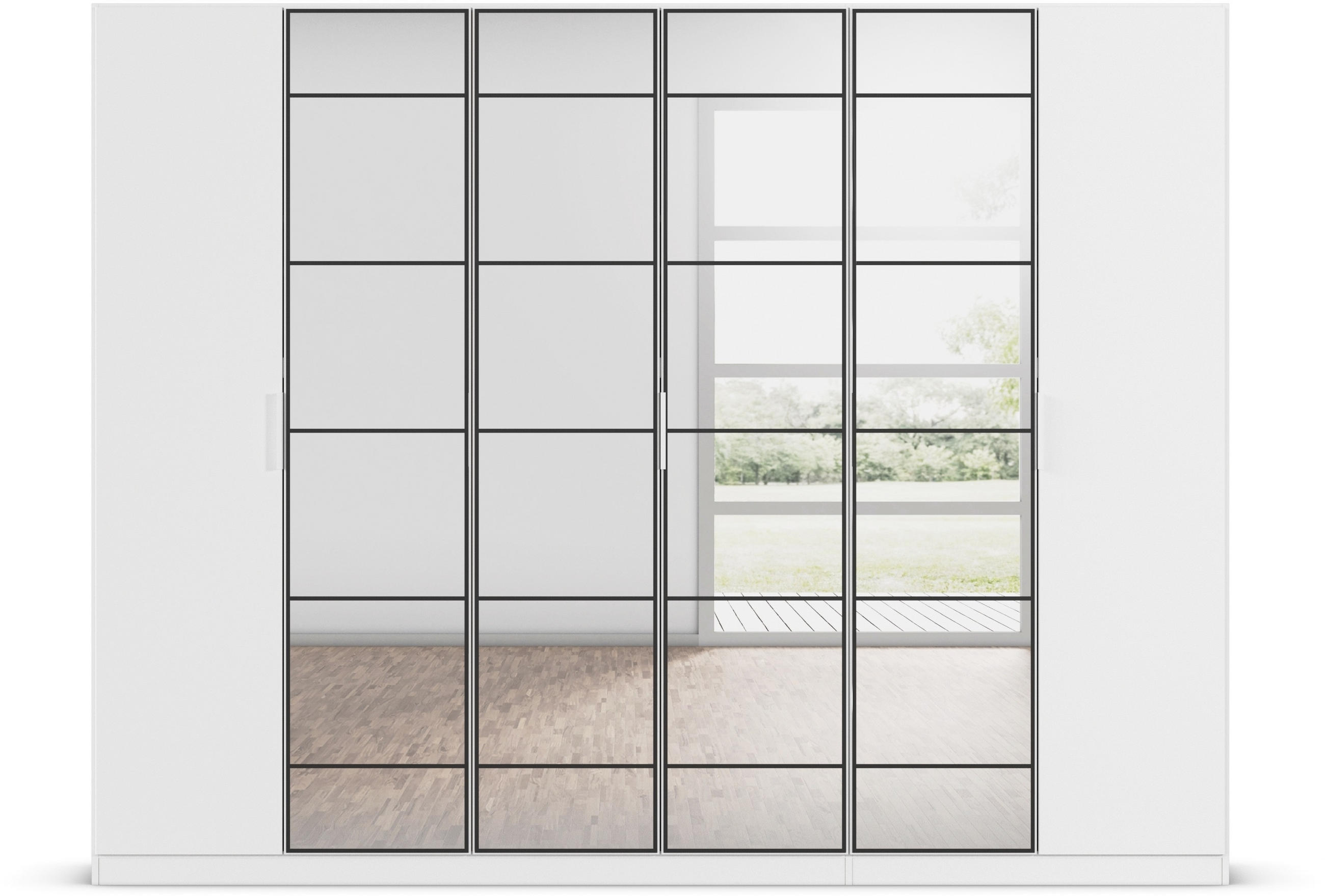 DREHTÜRENSCHRANK in Weiss, Schwarz  - Weiss/Schwarz, Design, Glas/Holzwerkstoff (271/210/54cm) - Boxxx