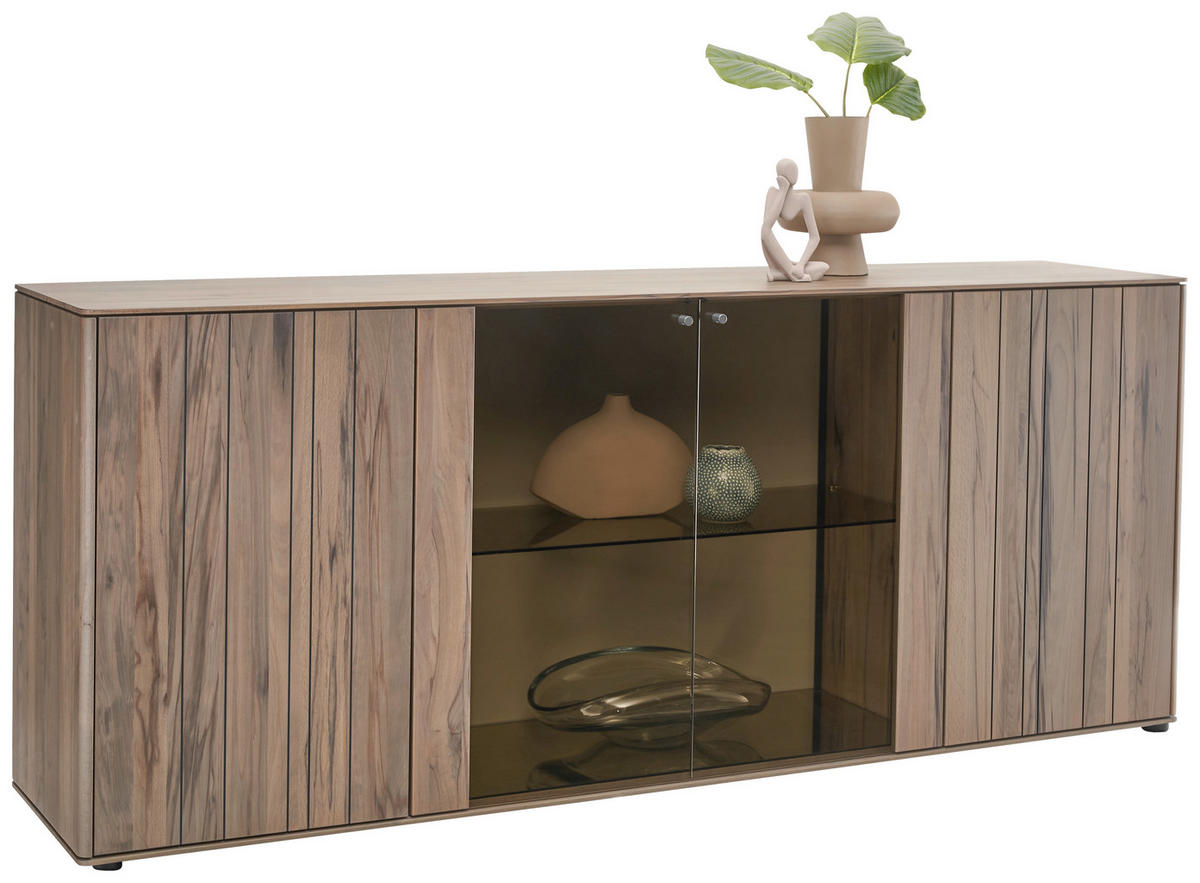 SIDEBOARD Buchefarben, Sandfarben  196/81/46 cm  - Sandfarben/Buchefarben, Design, Glas/Holz (196/81/46cm) - Johann Jakob
