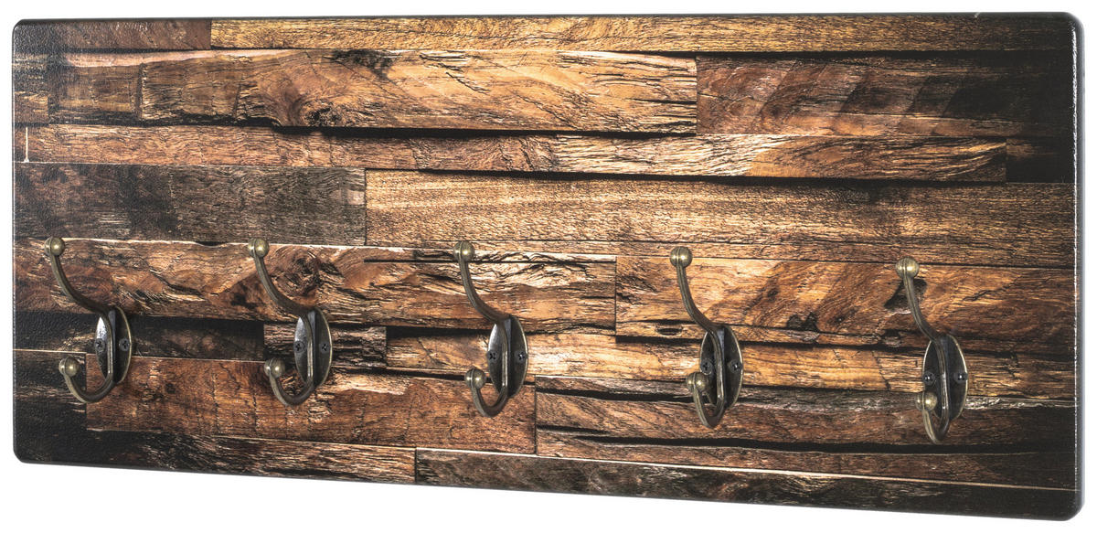 HAKENLEISTE  in Naturfarben, Schwarz  - Schwarz/Naturfarben, Natur, Holzwerkstoff (60/25/8cm)