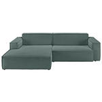 ECKSOFA in Feincord Grün  168/276 cm  - Schwarz/Grün, KONVENTIONELL, Kunststoff/Textil (168/276cm) - Hom`in