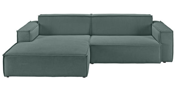 ECKSOFA in Feincord Grün  168/276 cm  - Schwarz/Grün, KONVENTIONELL, Kunststoff/Textil (168/276cm) - Hom`in