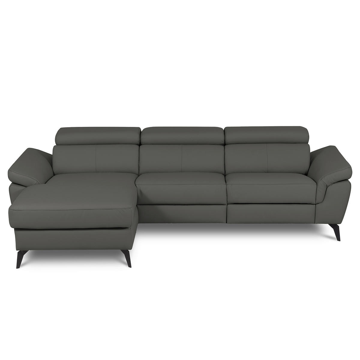 ECKSOFA  in Lederlook Echtleder Anthrazit  - Anthrazit/Schwarz, Design, Leder/Textil (179/252cm) - Livetastic
