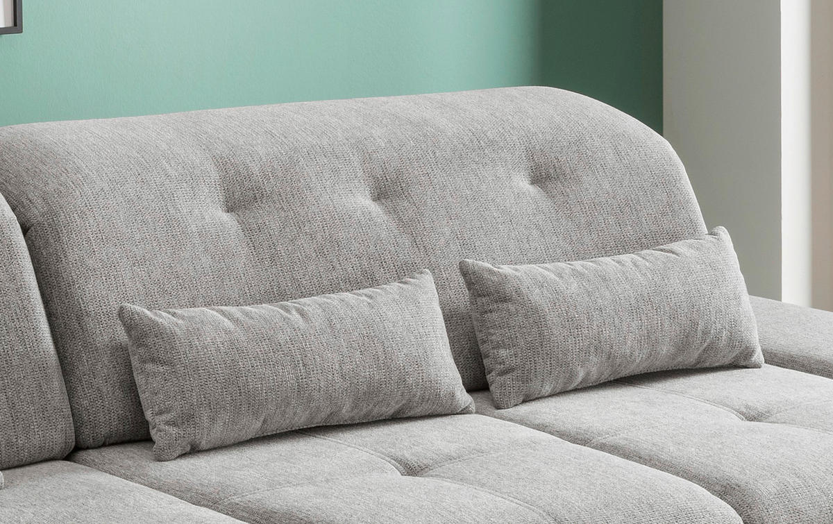 ECKSOFA Silberfarben Chenille  - Chromfarben/Silberfarben, Design, Textil/Metall (196/300cm) - Livetastic