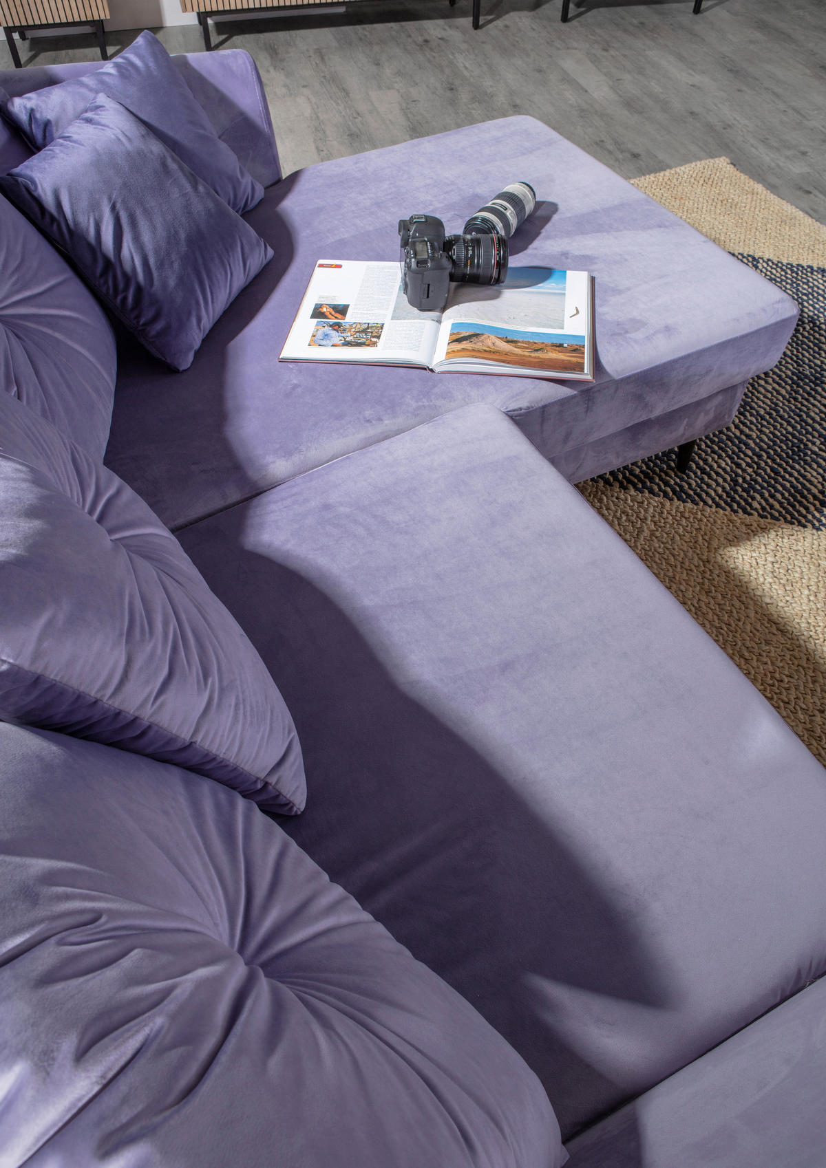 ECKSOFA Lila, Flieder Samt  - Lila/Flieder, KONVENTIONELL, Holz/Textil (210/156cm) - Carryhome