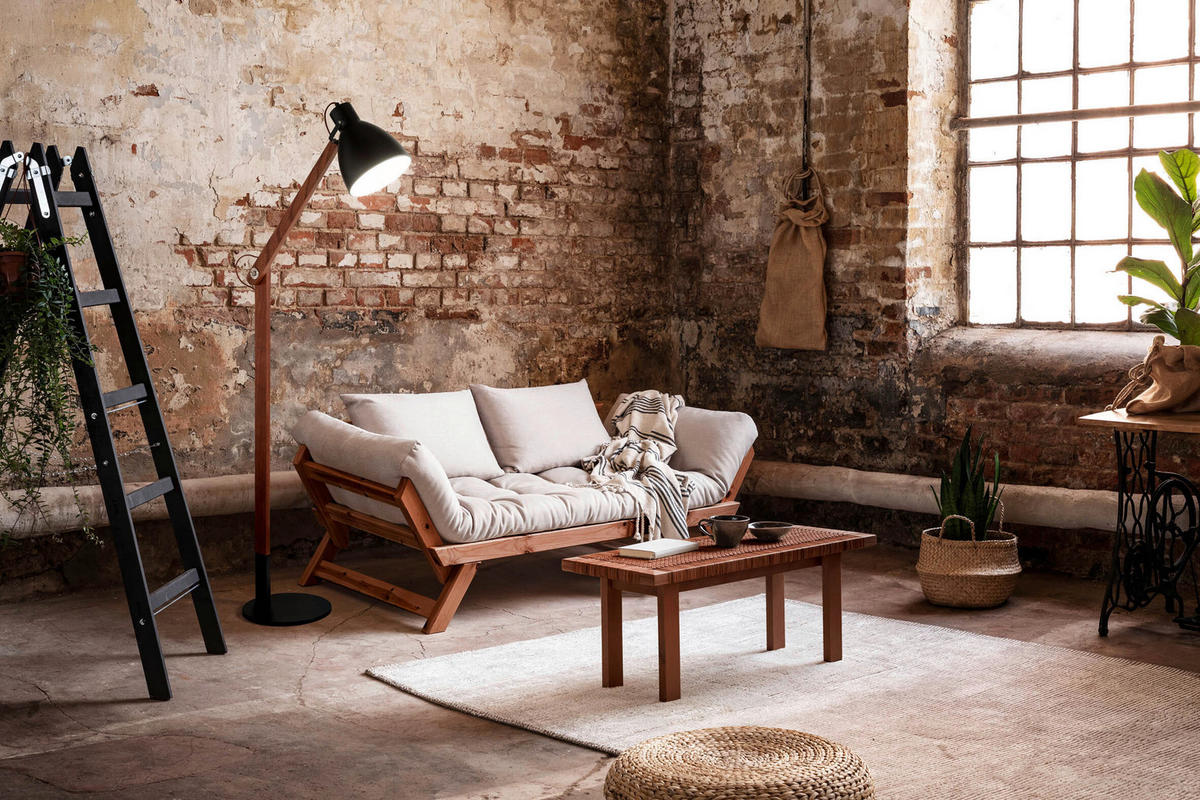 STEHLEUCHTE  73/180 cm   - Walnussfarben/Schwarz, Design, Holz/Metall (73/180cm) - Fabas Luce