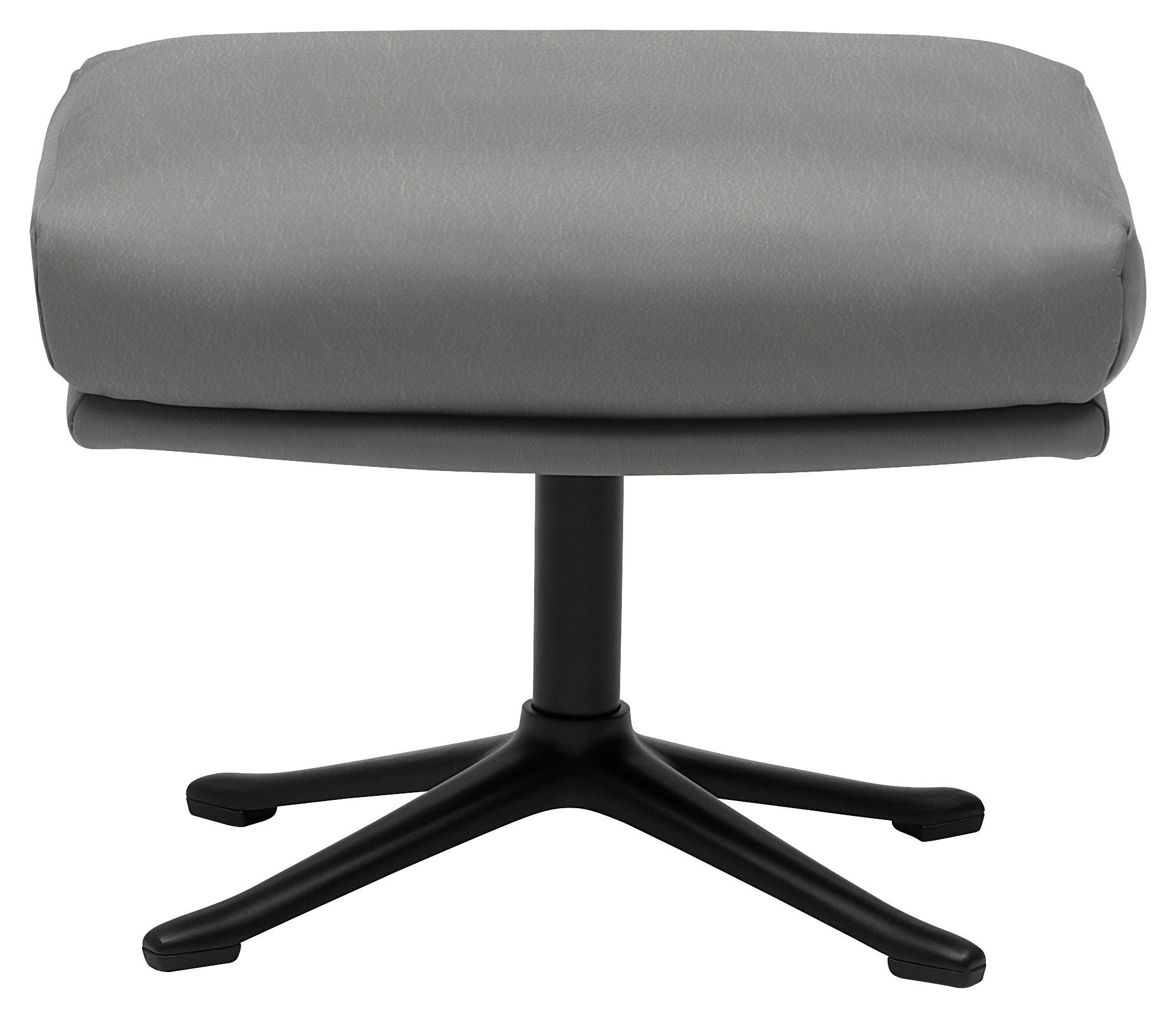 HOCKER in Leder Grau  - Schwarz/Grau, Design, Leder/Metall (54/41/41cm) - home24