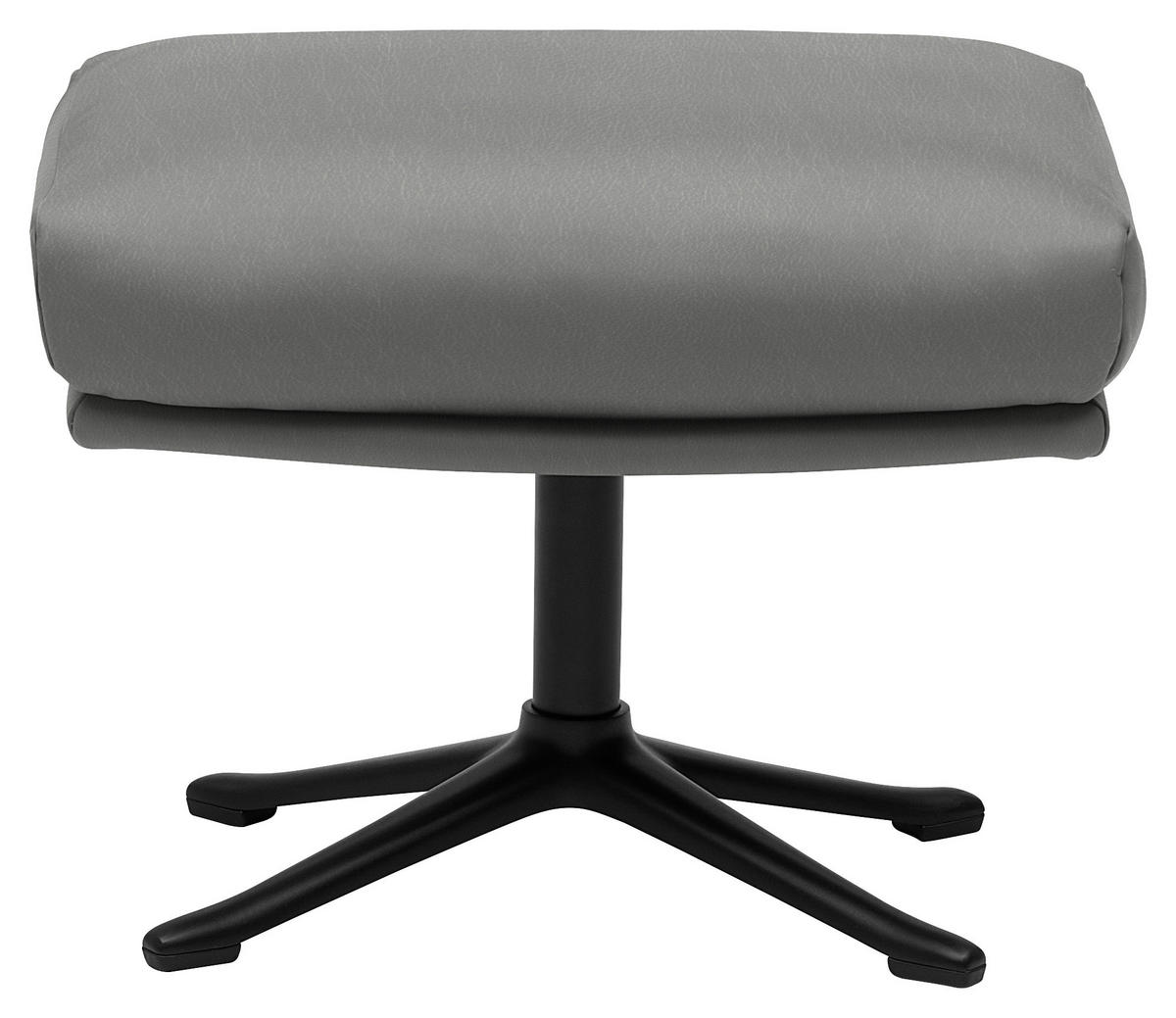 HOCKER in Leder Grau  - Schwarz/Grau, Design, Leder/Metall (54/41/41cm) - home24