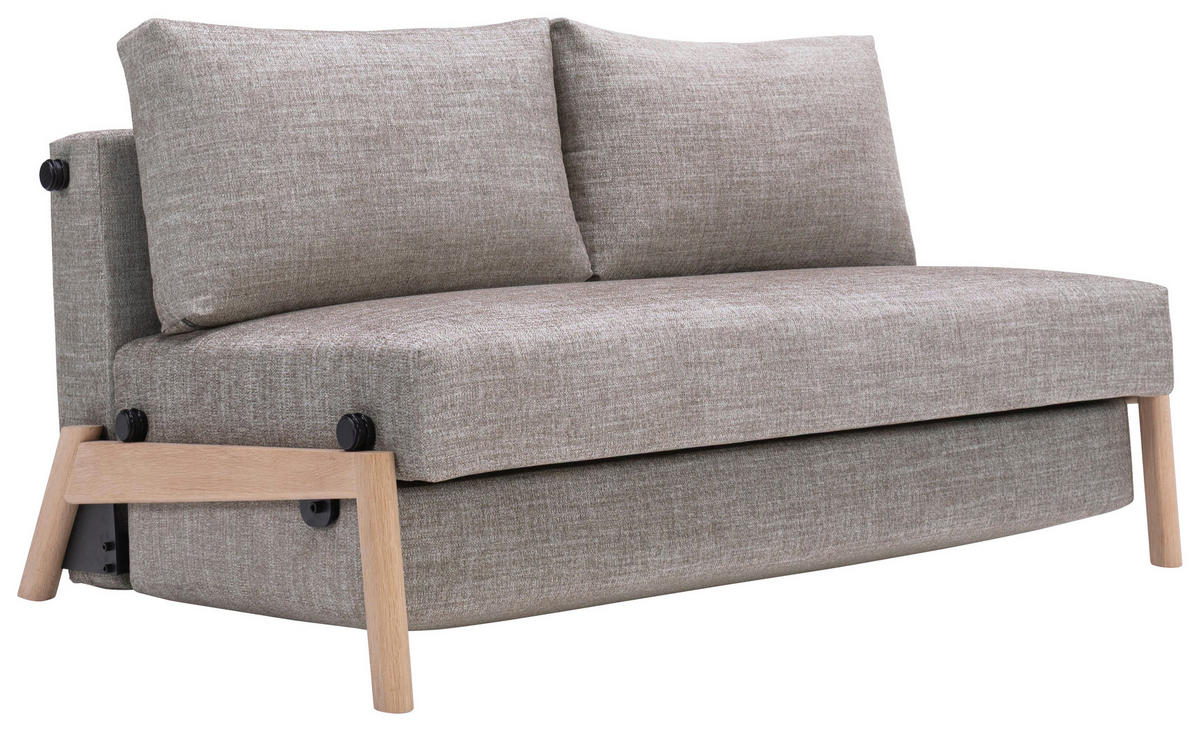 SCHLAFSOFA Flachgewebe Hellgrau  - Eichefarben/Hellgrau, Design, Holz/Textil (148/79/98cm) - Niels Andersson