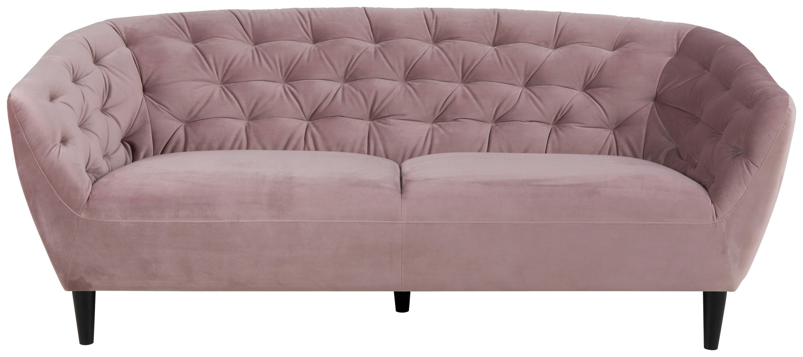 CHESTERFIELD-SOFA Rosa Samt  - Schwarz/Rosa, Trend, Holz/Textil (191/78/84cm) - Ambia Home