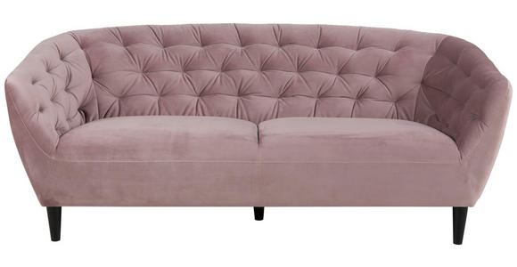 CHESTERFIELD-SOFA  in Samt Rosa  - Schwarz/Rosa, Trend, Holz/Textil (191/78/84cm) - Ambia Home