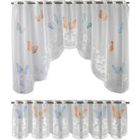 KURZGARDINEN 2ER SET   150/75 cm   - Blau/Orange, Design, Textil (150/75cm)