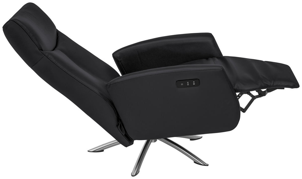 RELAXSESSEL in Leder Anthrazit  - Anthrazit/Silberfarben, Design, Leder/Metall (73/105/82cm) - Welnova