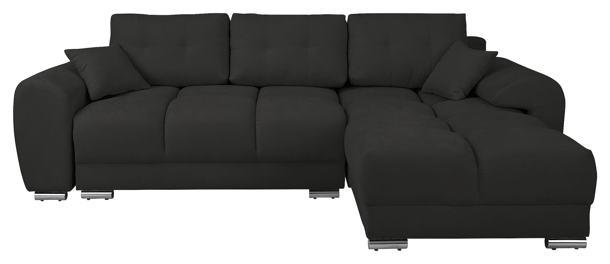 ECKSOFA in Mikrofaser Dunkelgrau  - Dunkelgrau/Silberfarben, Design, Textil/Metall (256/175cm) - Livetastic