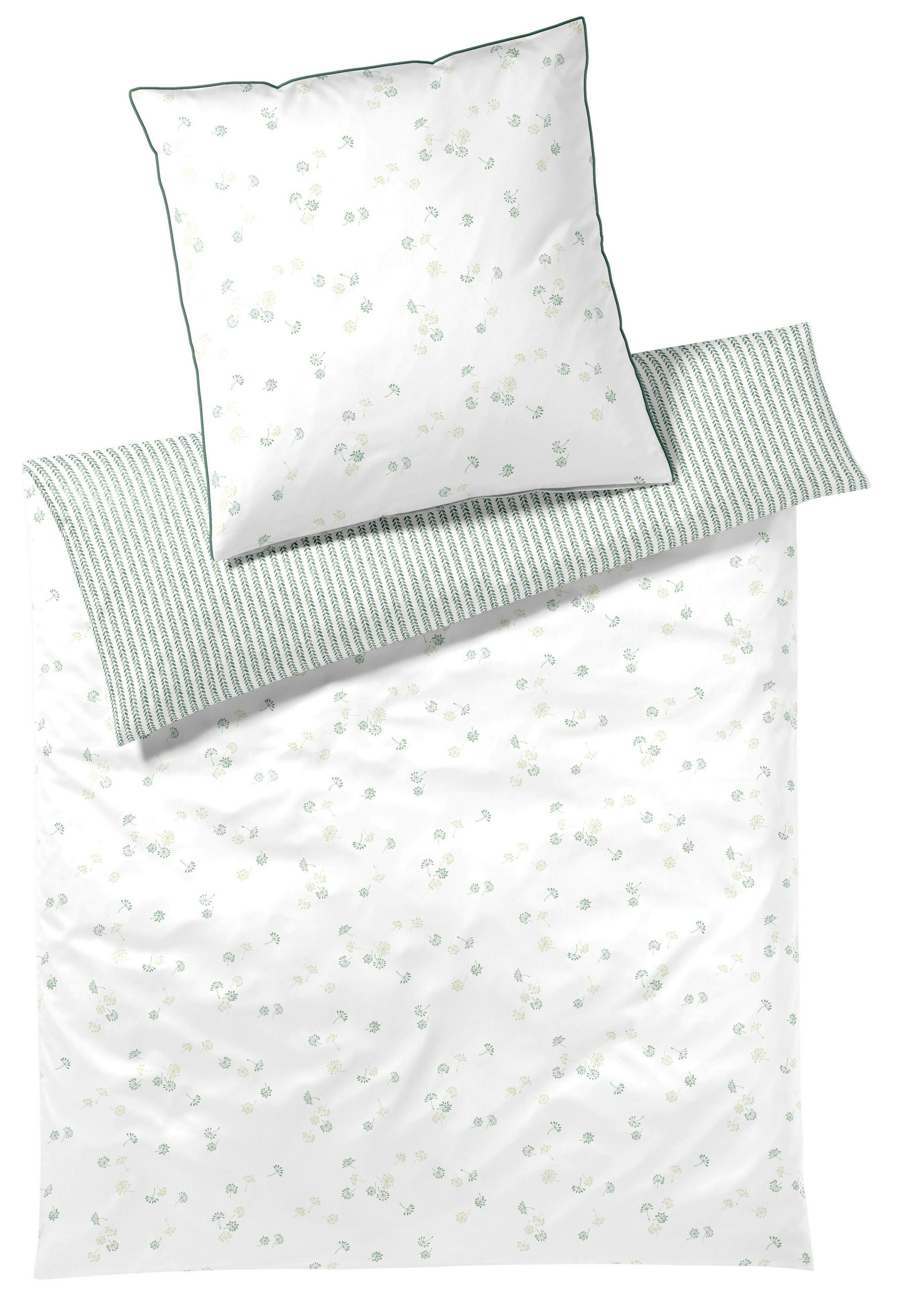 POSTELJNINA FLEURS 140/200 cm mako saten zelena  - zelena, Basics, tekstil (140/200cm) - Elegante