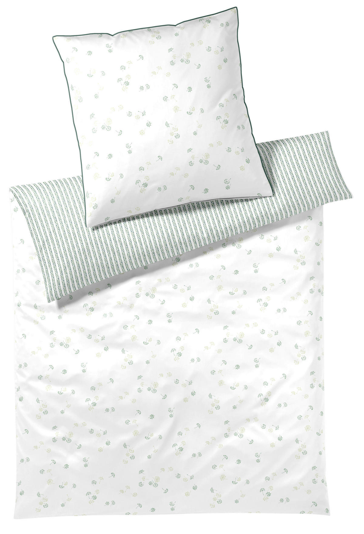 POSTELJNINA FLEURS 140/200 cm mako saten zelena  - zelena, Basics, tekstil (140/200cm) - Elegante