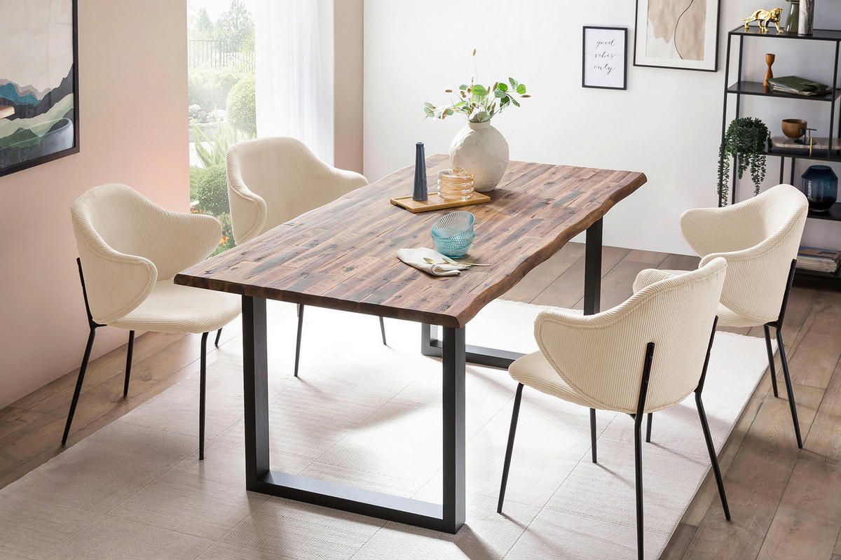 ESSTISCH in Holz 180/90/75 cm   - Schwarz/Naturfarben, MODERN, Holz/Metall (180/90/75cm) - Livetastic