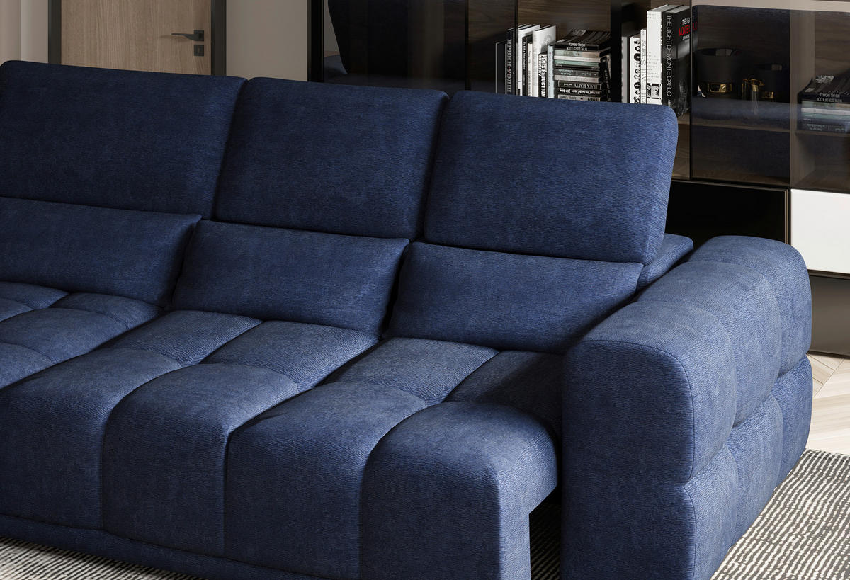 HÖRNSOFFA i chenille mörkblå  - svart/mörkblå, Klassisk, textil/plast (203/290cm) - MID.YOU