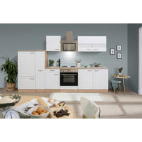 KÜCHENBLOCK 300 cm   in Weiß  - Edelstahlfarben/Eichefarben, Basics, Holzwerkstoff/Metall (300cm) - Respekta