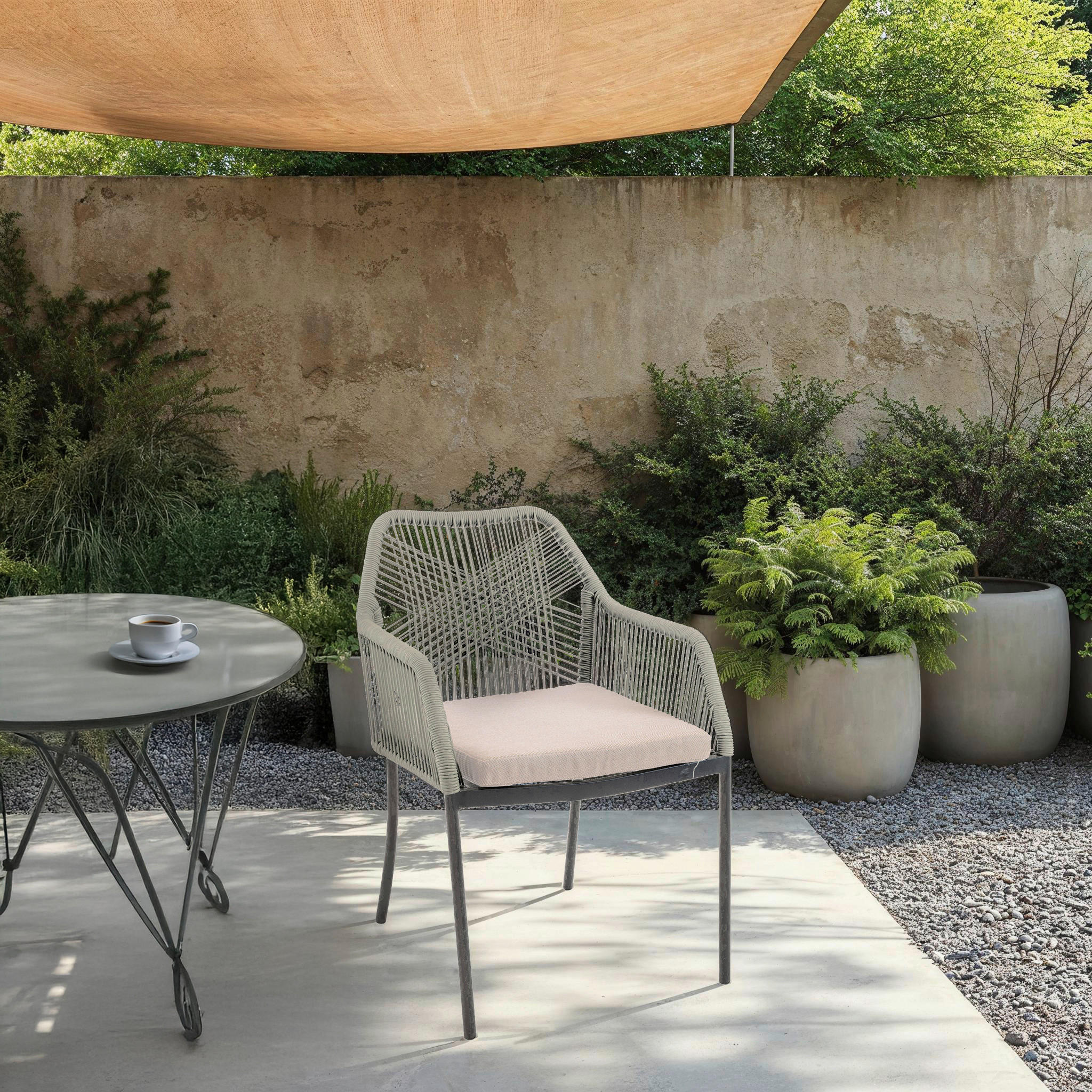 STAPELSTUHL Aluminium Anthrazit, Beige, Greige  - Greige/Anthrazit, MODERN, Kunststoff/Textil (56/81/68cm) - Ambia Garden