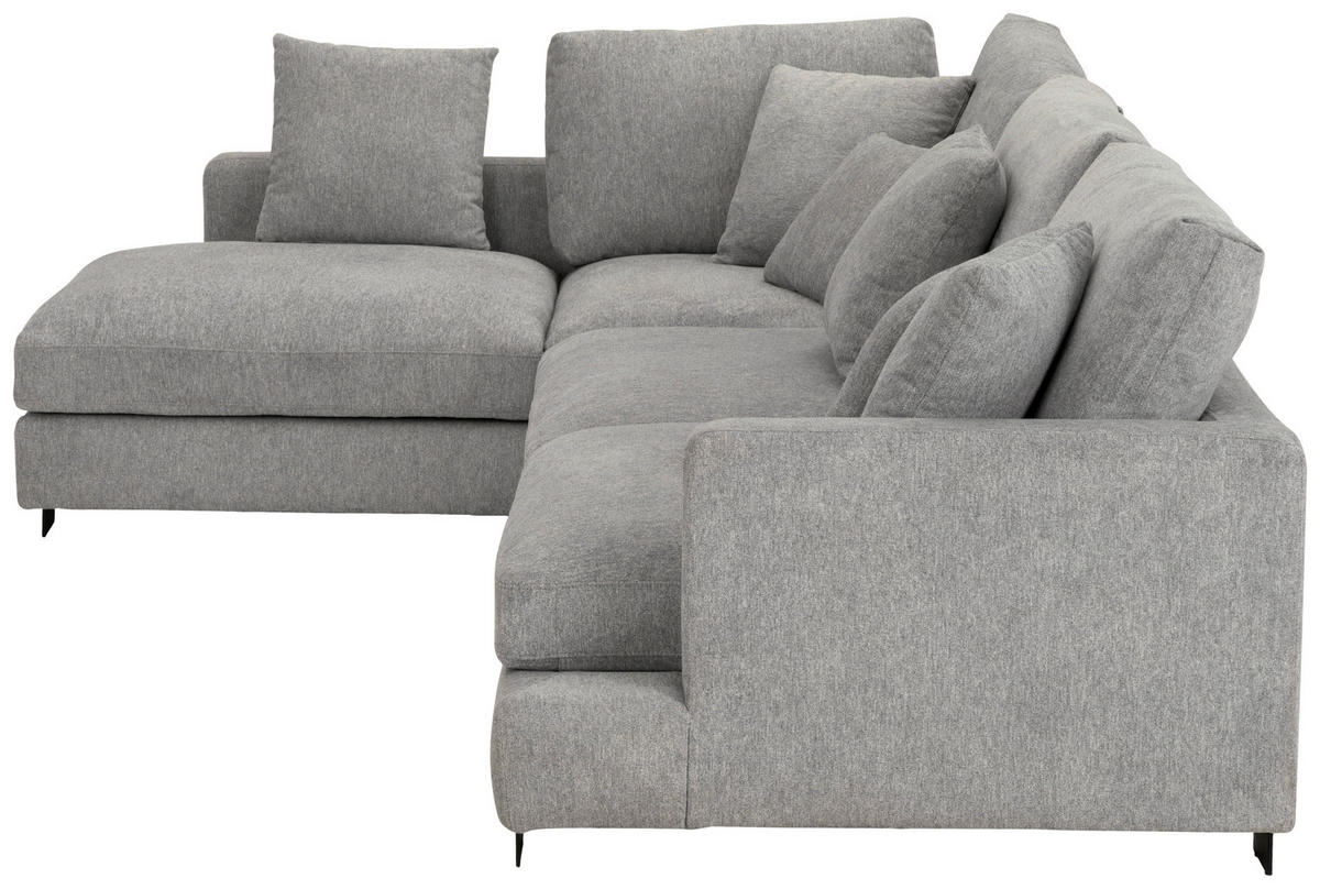 ECKSOFA Grau Webstoff  - Schwarz/Grau, Design, Textil/Metall (212/323cm) - Livetastic