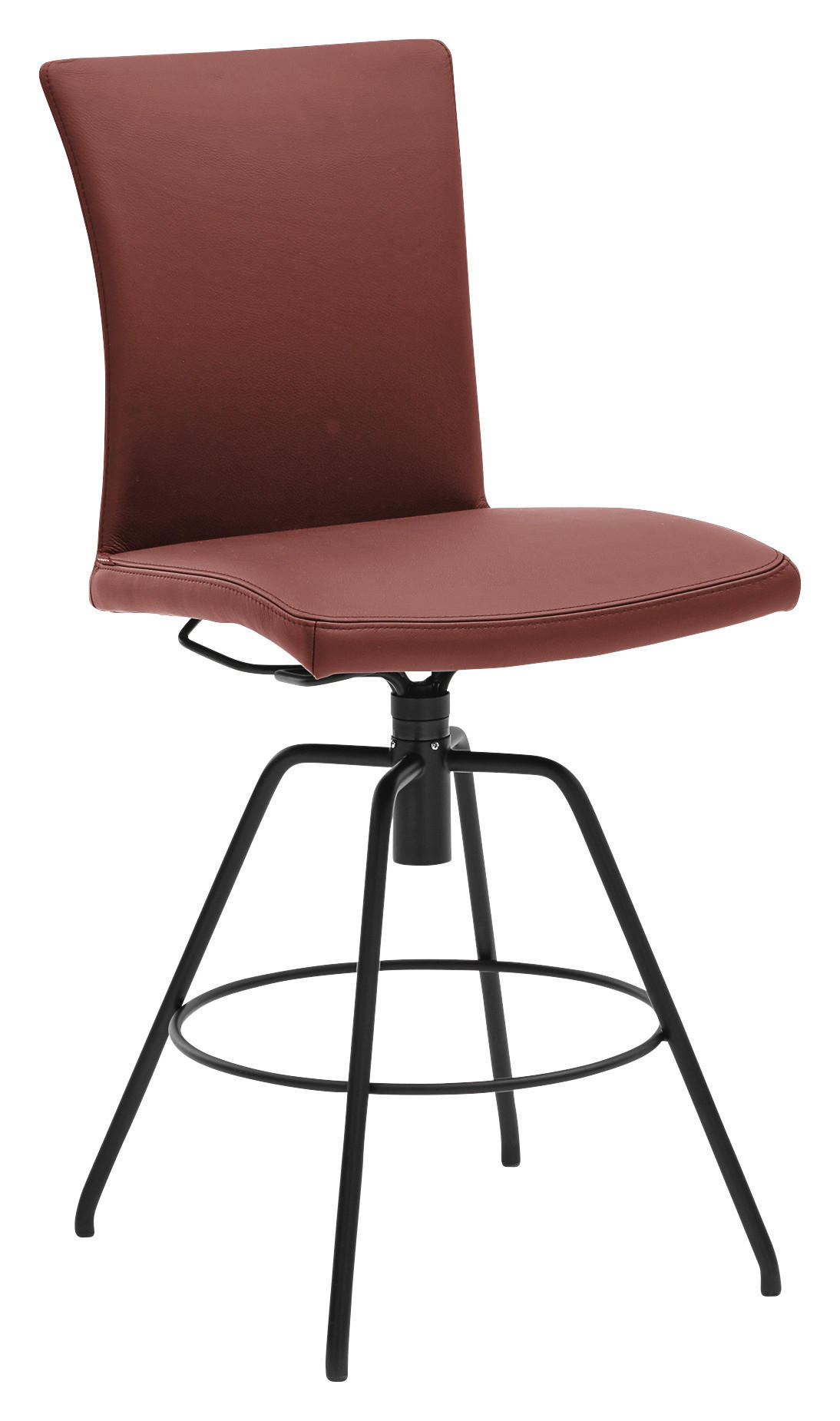 BARHOCKER Echtleder Rot, Schwarz Lederauswahl, Stoffauswahl, Typenauswahl, automatische Rückholfunktion  - Rot/Schwarz, Design, Leder/Metall (52/107/58cm) - Musterring