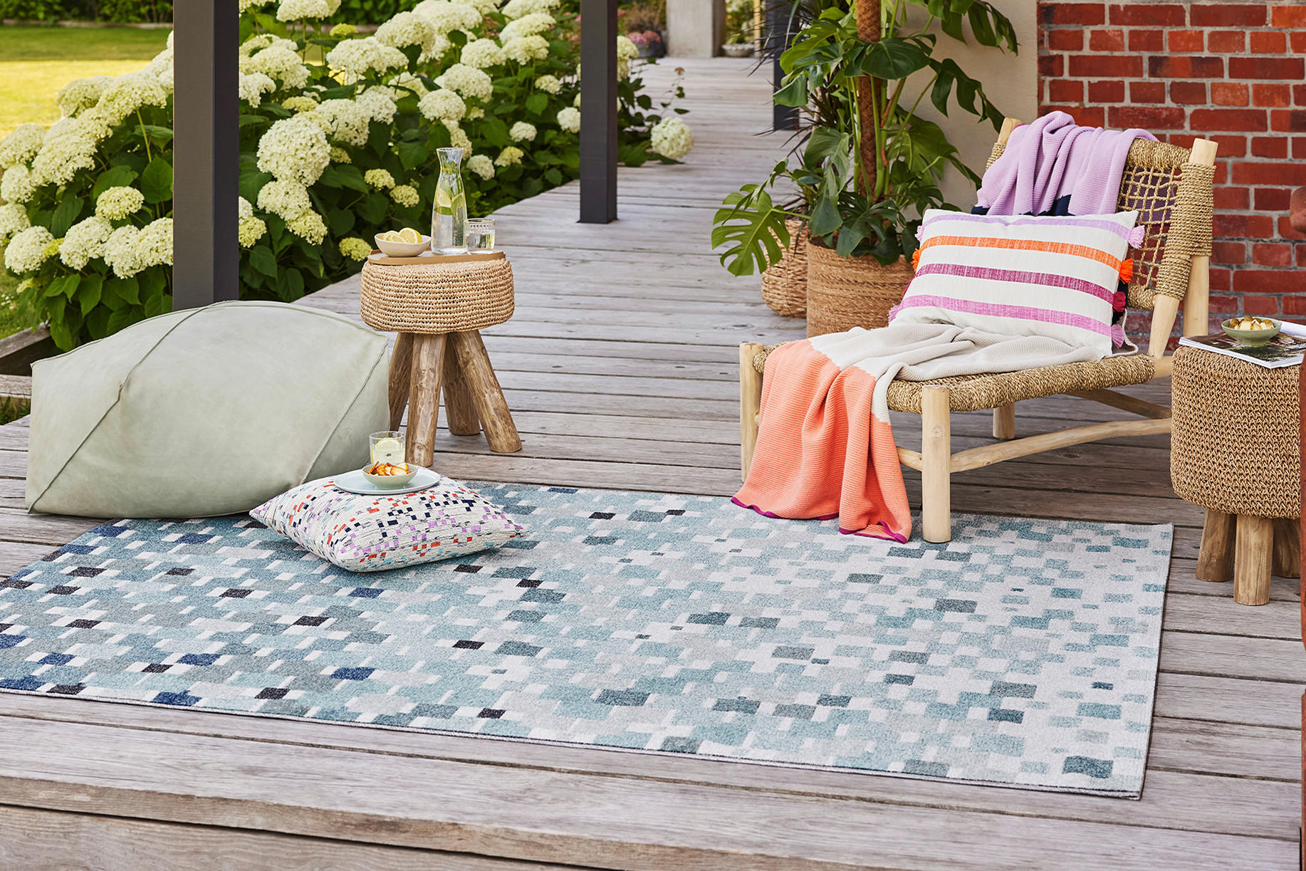OUTDOORTEPPICH 200/290 cm Pacific Blau, Creme, Grün  - Blau/Creme, Design, Textil (200/290cm) - Esprit