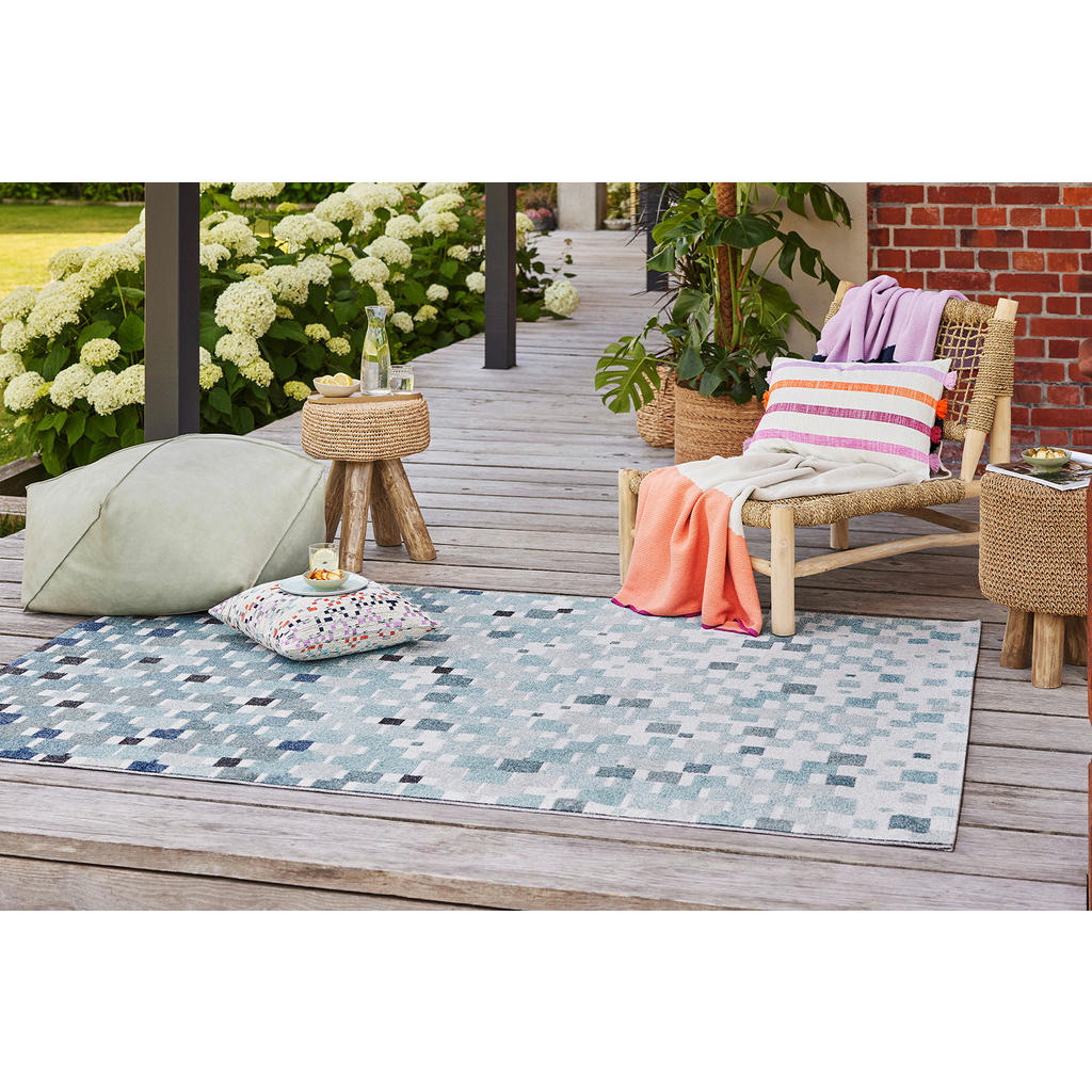 Thumbnail - Esprit Outdoorteppich Pacific, Blau, Creme, Grün, Textil, Farbverlauf, rechteckig, 133x200 cm, Textiles Vertrauen - Oeko...