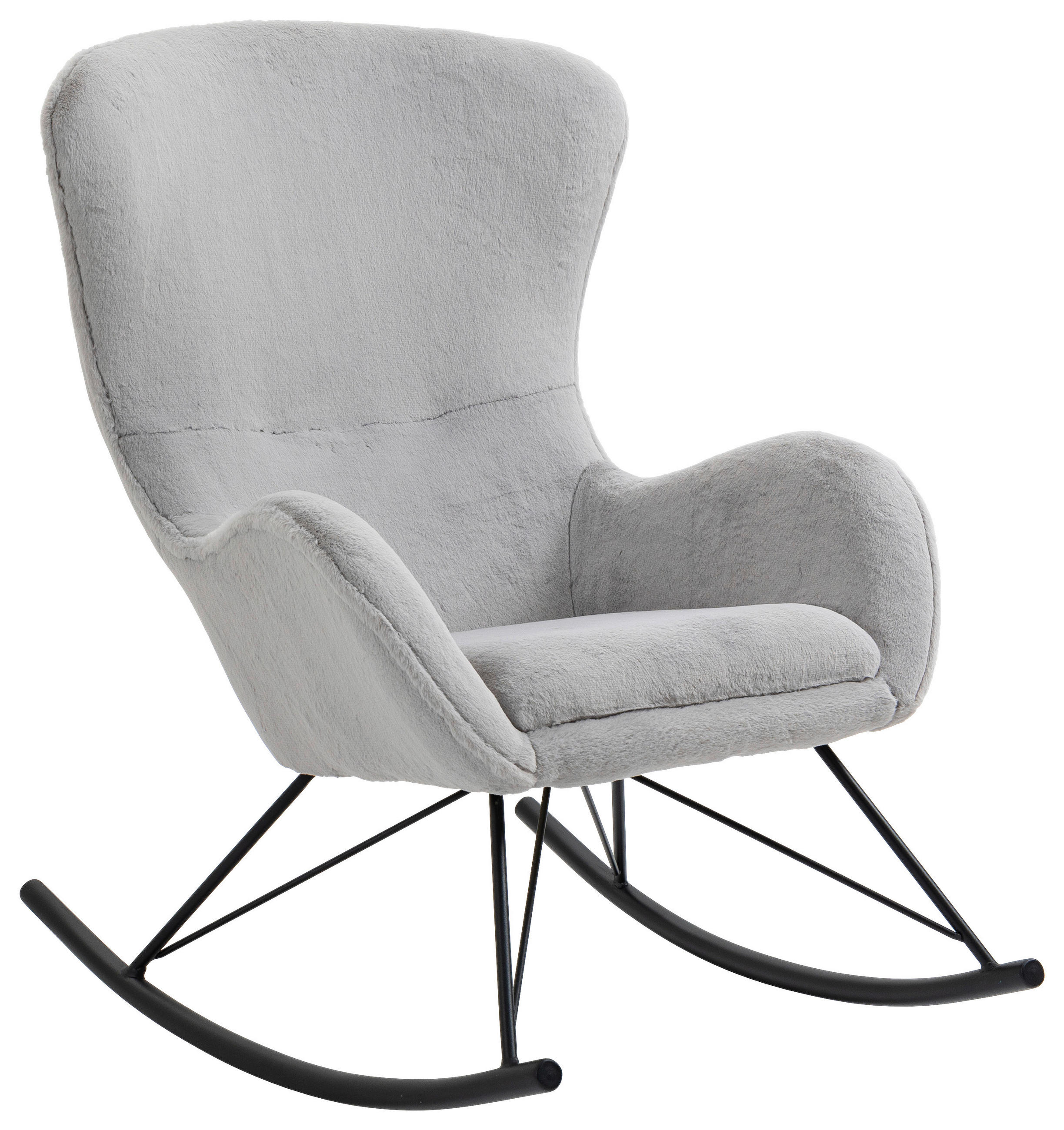 SCHAUKELSESSEL Plüsch    - Schwarz/Grau, Trend, Textil/Metall (69/103/97cm) - Carryhome