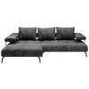 ECKSOFA in Webstoff Dunkelgrau  180/266 cm  - Dunkelgrau/Schwarz, Design, Textil/Metall (180/266cm) - Welnova