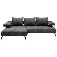ECKSOFA in Webstoff Dunkelgrau  - Dunkelgrau/Schwarz, Design, Textil/Metall (180/266cm) - Welnova