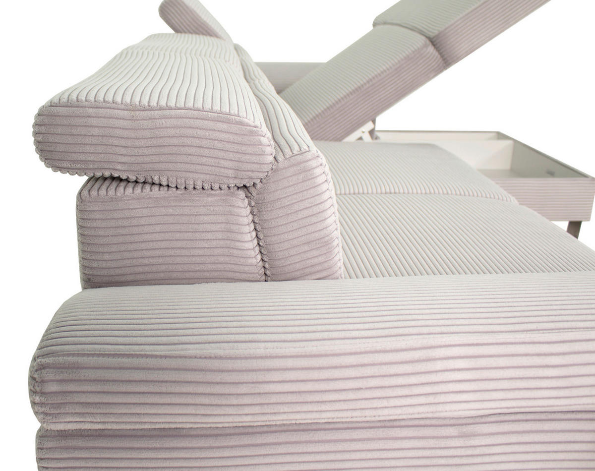 ECKSOFA in Cord Hellgrau  - Silberfarben/Hellgrau, Design, Textil/Metall (250/167cm) - Xora