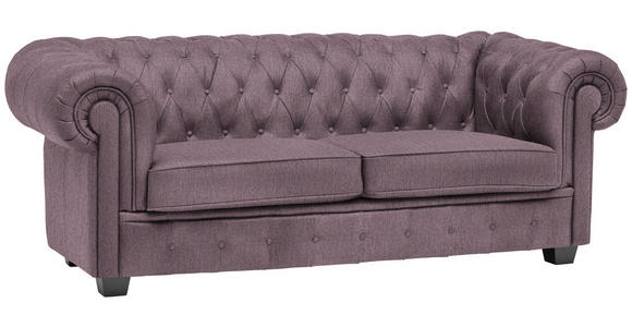 CHESTERFIELD-SOFA Webstoff Mauve  - Wengefarben/Mauve, LIFESTYLE, Holz/Textil (206/76,5/96cm) - Landscape