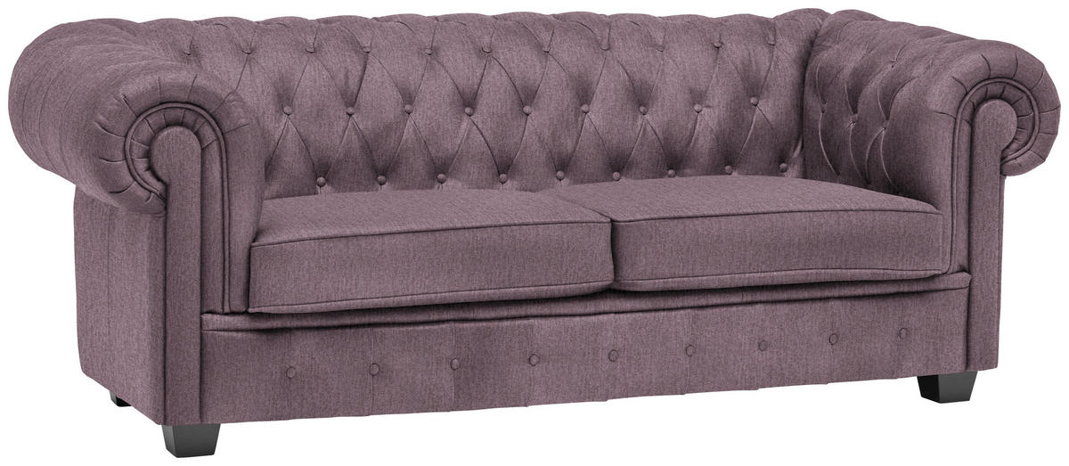 CHESTERFIELD-SOFA in Webstoff Mauve  - Wengefarben/Mauve, Lifestyle, Holz/Textil (206/76,5/96cm) - Landscape